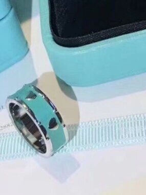 Tiffany & Co. Classic Blue Enamel Ring Size: 6